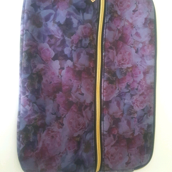 Purple Floral Laptop Sleeve w/Gold Zippers - Picture 2 of 4